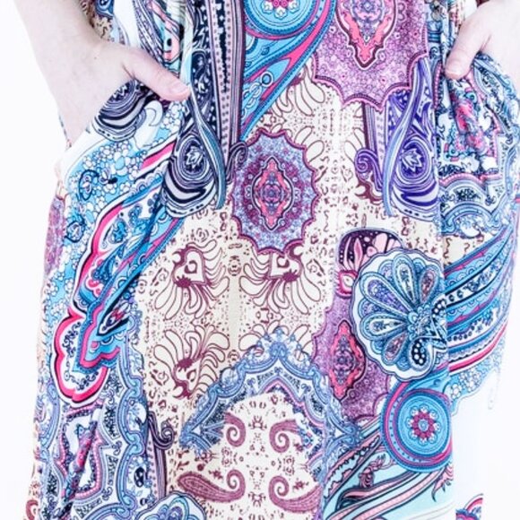 COPY - Women’s Bohemian Paisley print Sleeveless Maxi dress Beige pink NWT - Picture 4 of 6